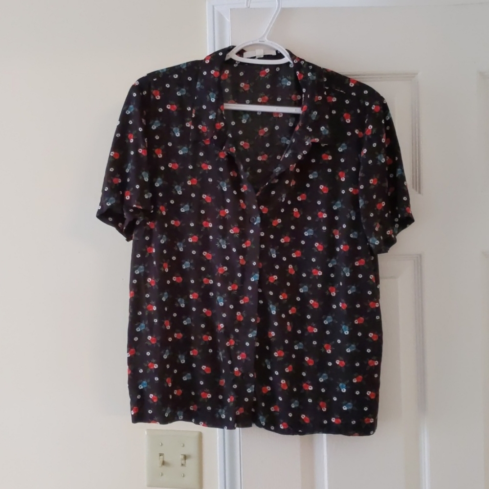 Vans crop floral button up